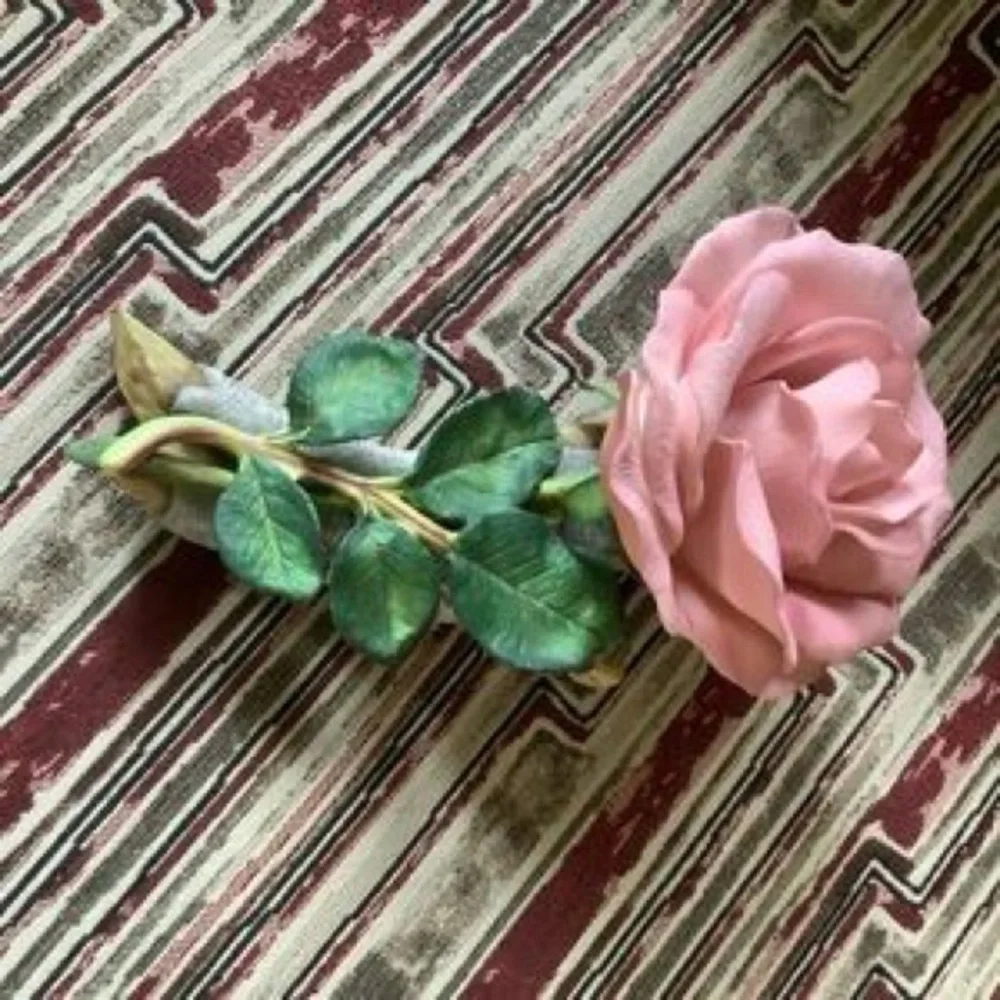 Pink Artificial Rose Accent with Green Leaves